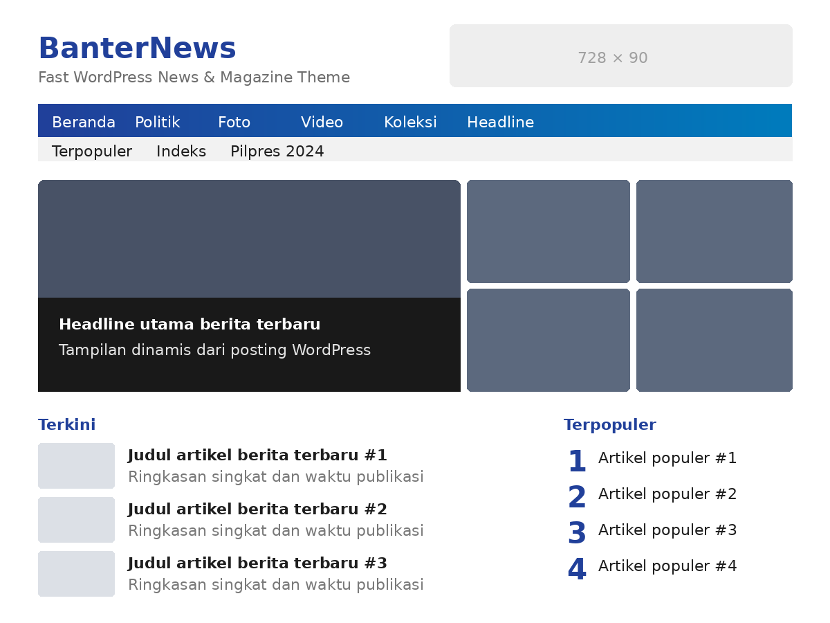 BanterNews Theme WordPress Portal Berita Mirip detikcom