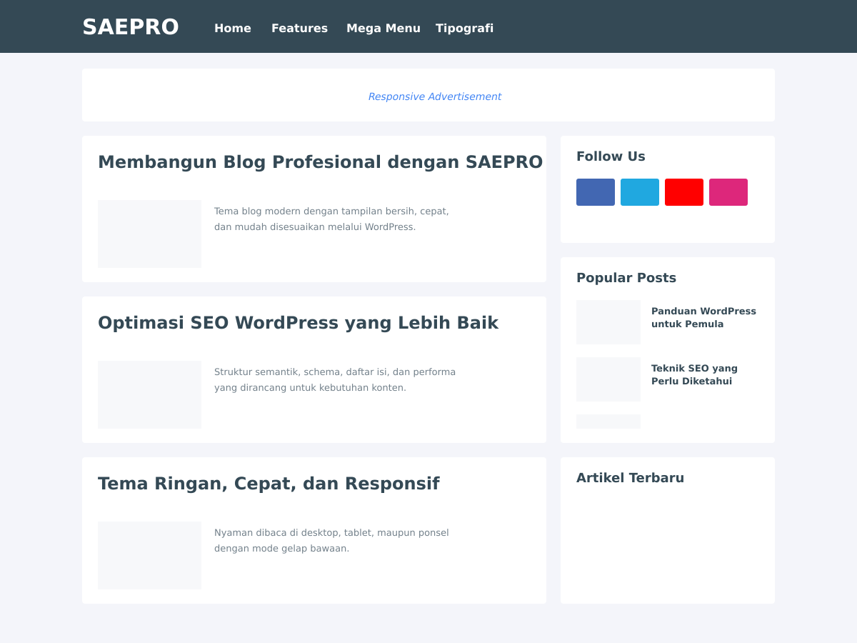 SAEPro Theme WordPress Blog & Magazine