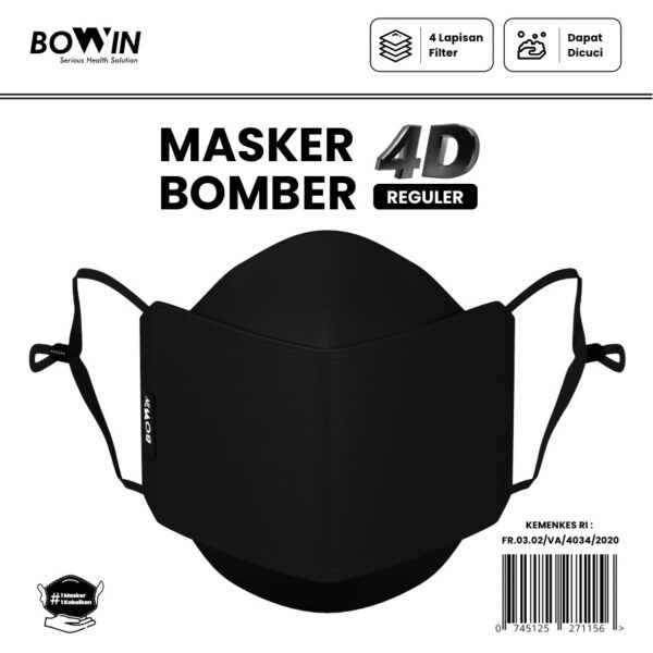 Bowin Masker Bomber – 2x Anti Bakteri & Percikan (Masker Kain 4ply)