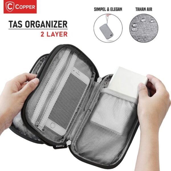 Copper Tas Gadget Powerbank Waterproof Multifungsi 2 Layer